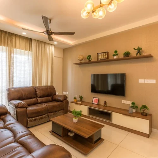 a beige themed living room