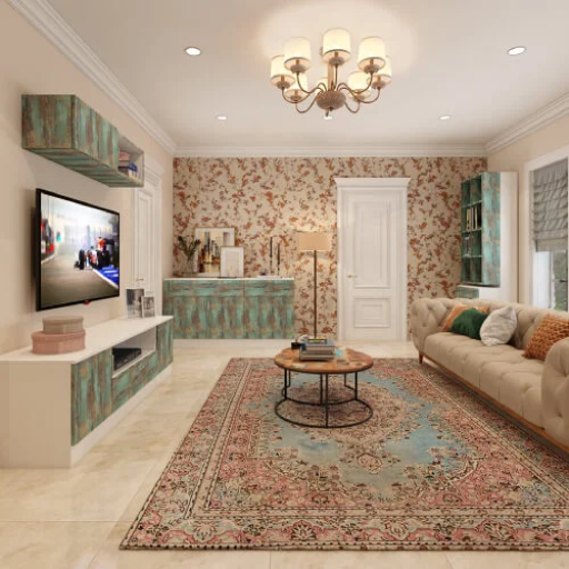 a neutral vintage living room design