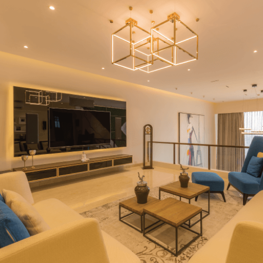 a spacious living room villa