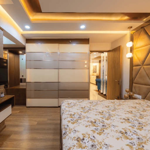 an eclectic neutral toned bedroom