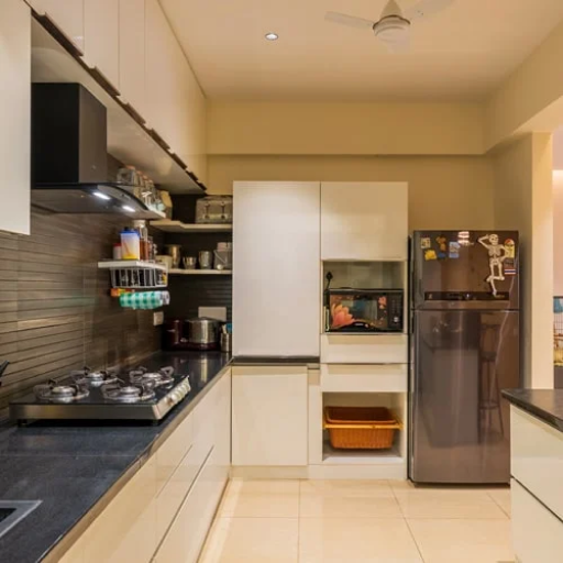 spacious kitchen with pantry unit